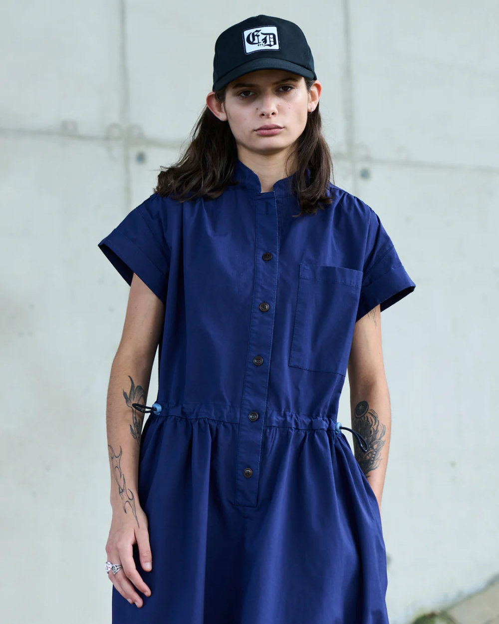 Women's Button-Front Short Sleeve Boilersuit - Universal Thread Indigo