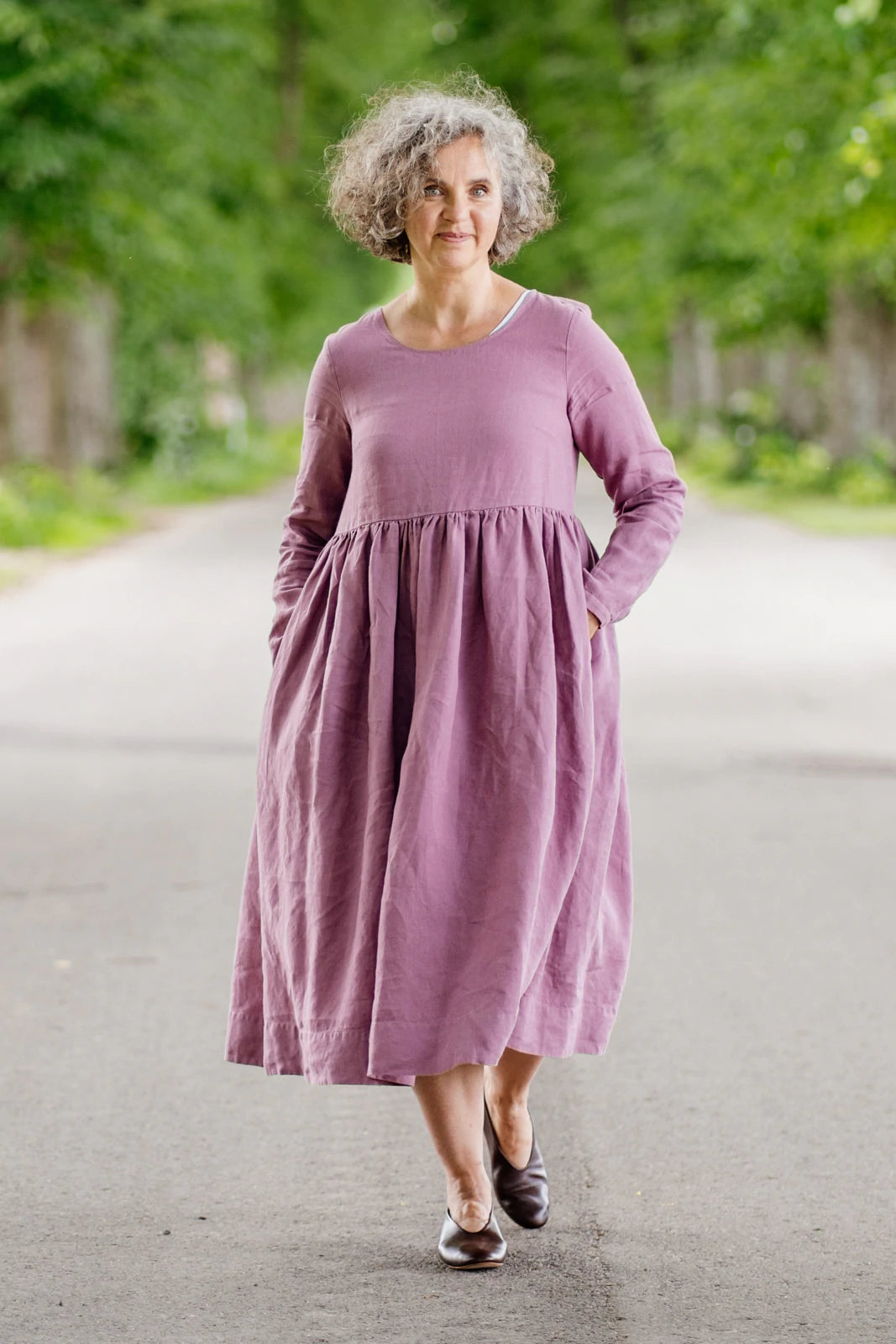 son de flor malala dress long sleeves phlox purple