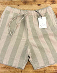 abcl garments running shorts hemp big stripe sage (LAST SIZE LARGE)