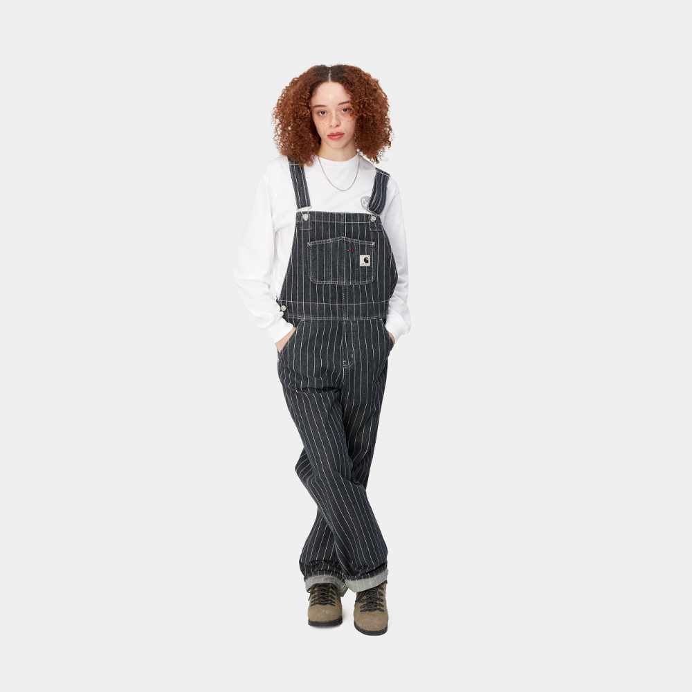 carhartt wip women orlean bib overall straight hickory stripe blue white (LAST SIZE SMALL)