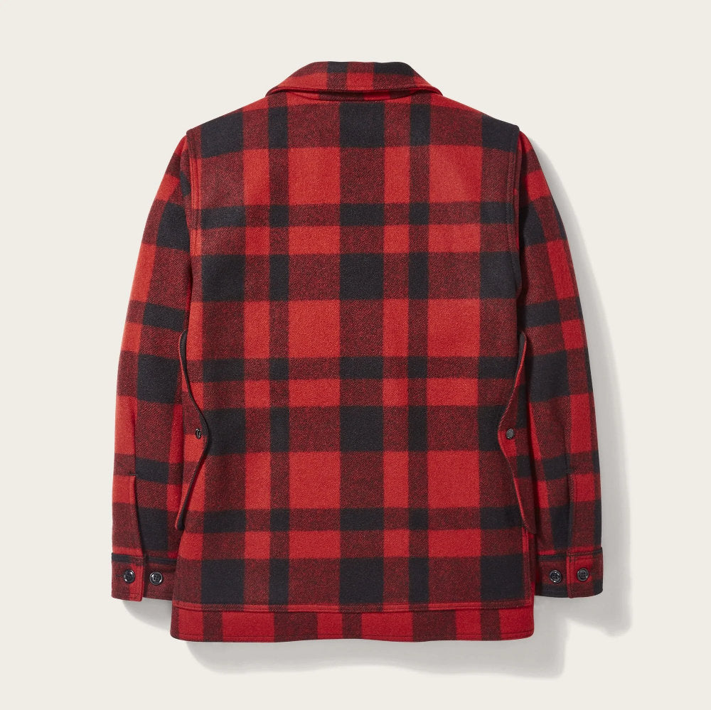 filson mackinaw wool cruiser jacket red black plaid