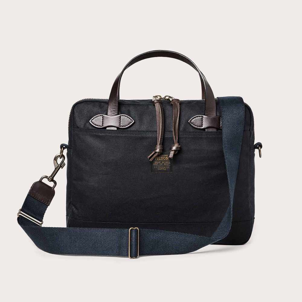 filson tin cloth compact briefcase navy