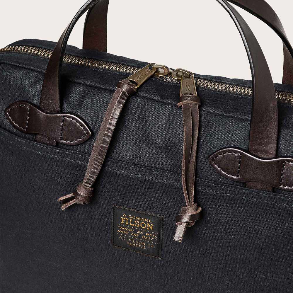 filson tin cloth compact briefcase navy