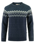 fjall raven ovik knit sweater dark navy mountain blue