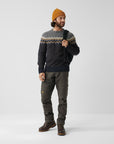 fjall raven ovik knit sweater dark navy mountain blue