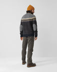 fjall raven ovik knit sweater dark navy mountain blue