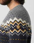 fjall raven ovik knit sweater dark navy mountain blue