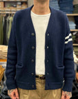 grp college cardigan blue ecru