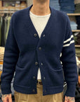 grp college cardigan blue ecru