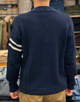 grp college cardigan blue ecru