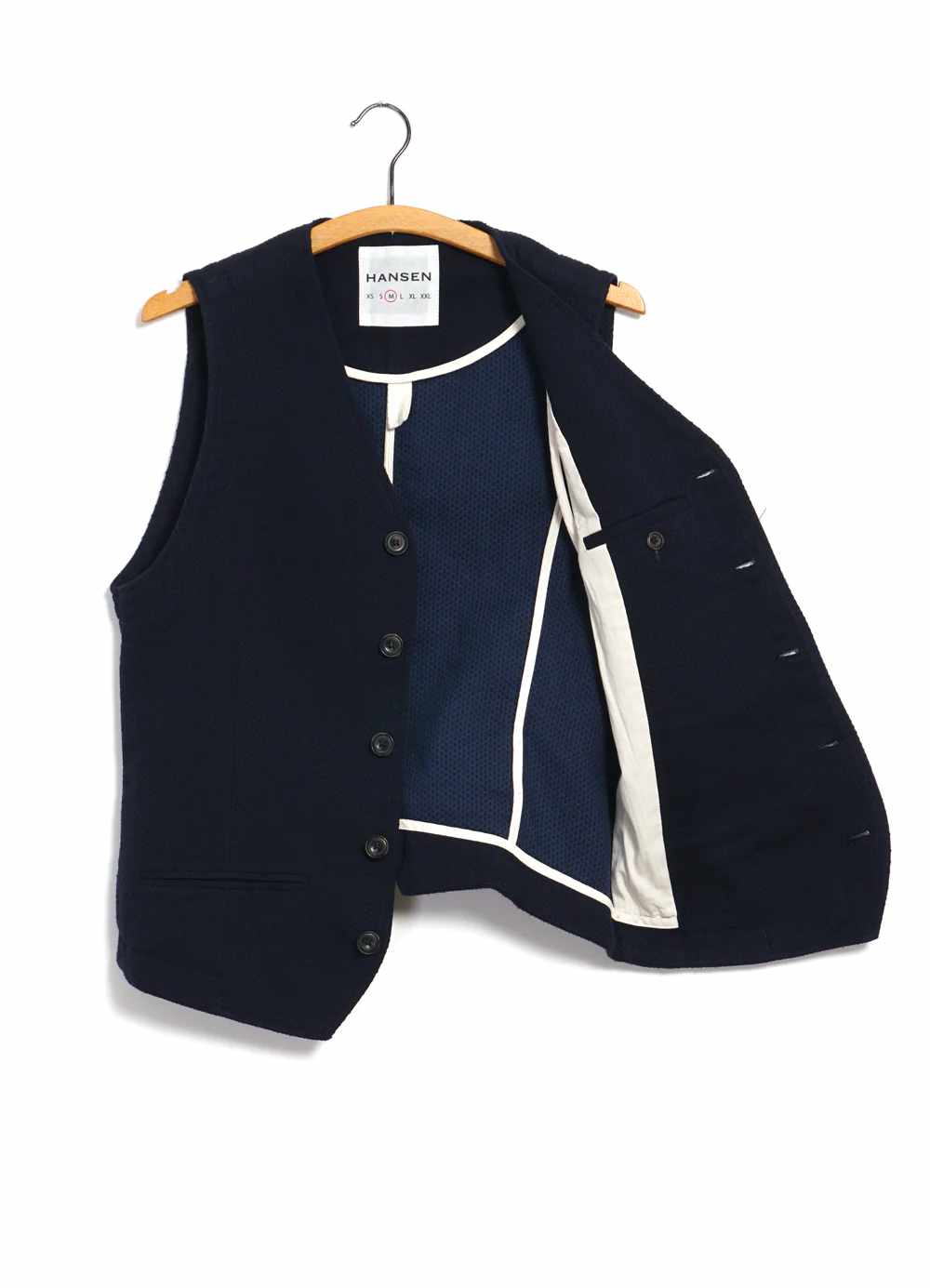 hansen daniel casual waistcoat indigo sashiko