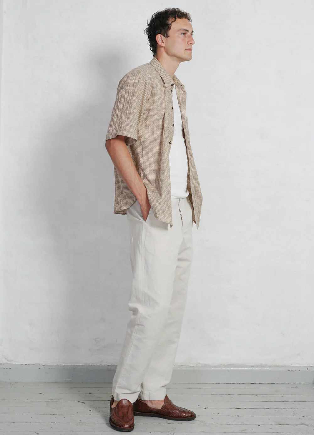 hansen ken wide cut trousers natural flax (LAST SIZE XL)