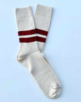 heritage 9.1 vintage 1980 socks natural double bordeaux stripes