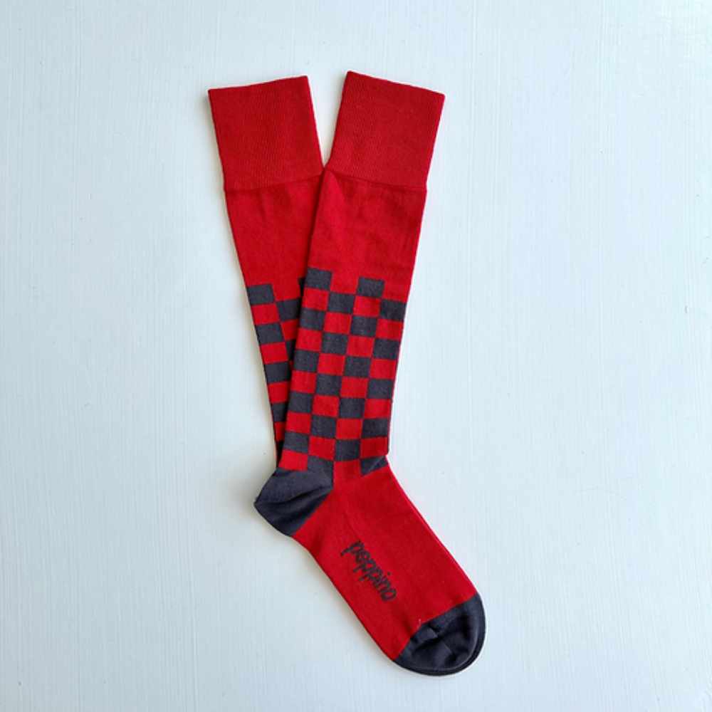 heritage 9.1 x peppino peppino socks red and dark grey square