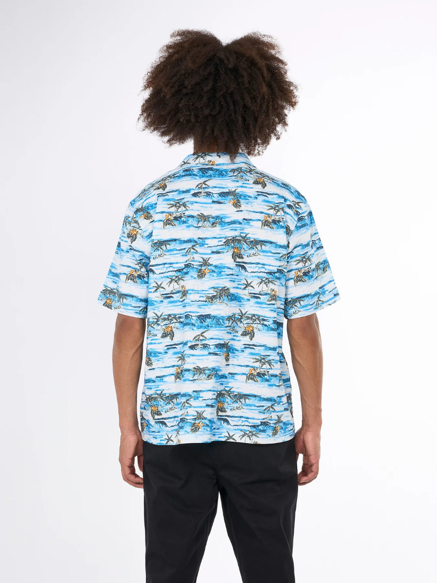 knowledge cotton boxed fit aop shirt sleeved light shirt aloha print