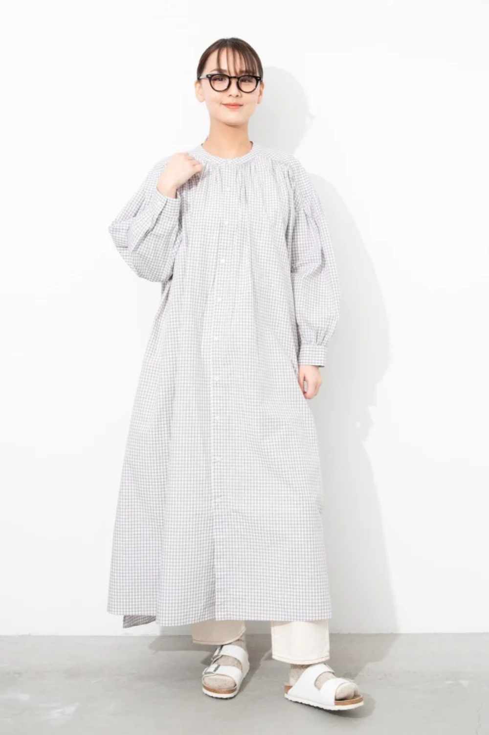 ordinary fits puff dress grey check