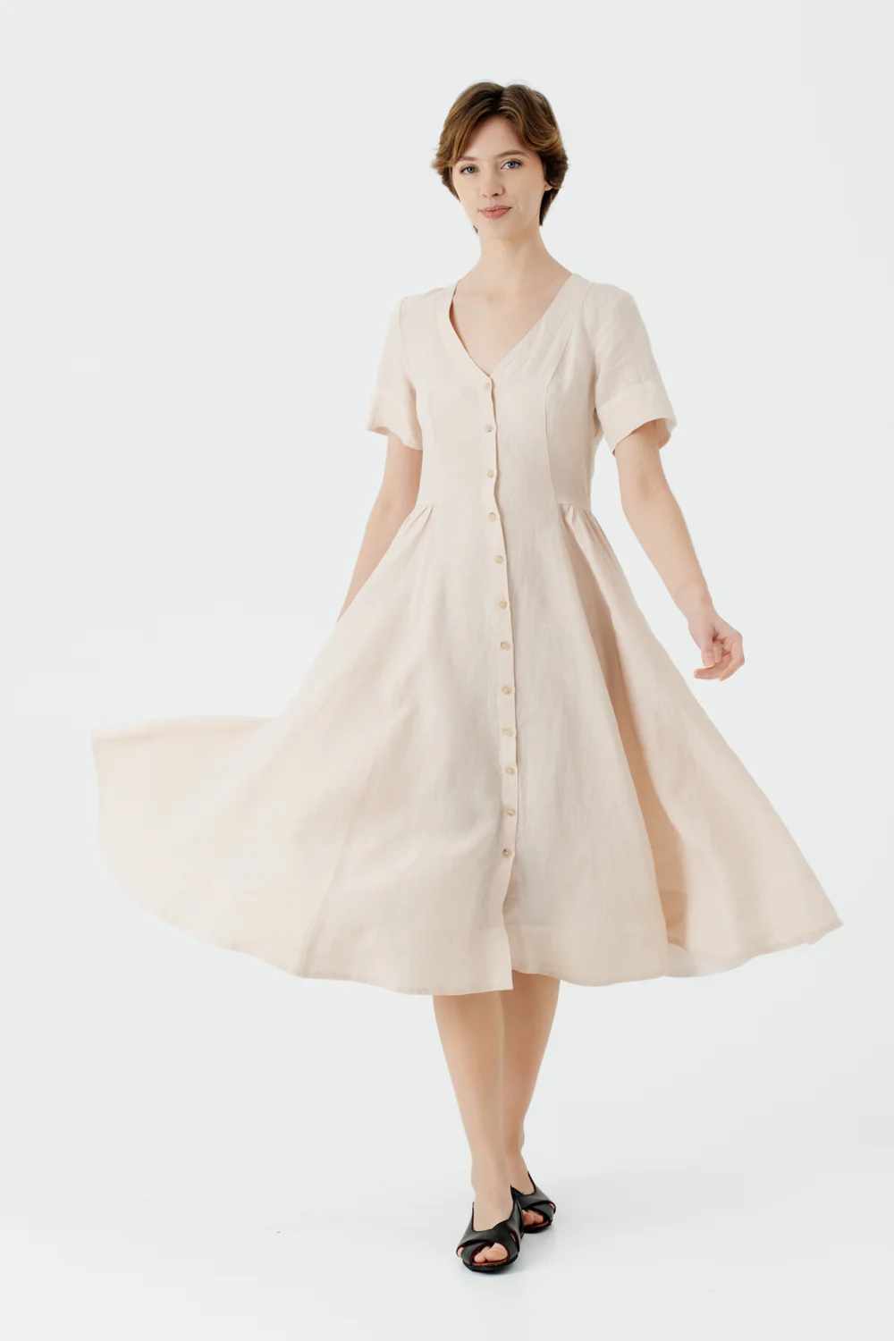 son de flor agness dress seashell white