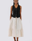 son de flor button down skirt hemp milky white