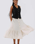 son de flor button down skirt hemp milky white