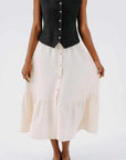 son de flor button down skirt hemp milky white