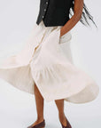 son de flor button down skirt hemp milky white