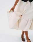 son de flor button down skirt hemp milky white