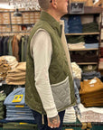 taion military reversible hi neck down vest multi cream