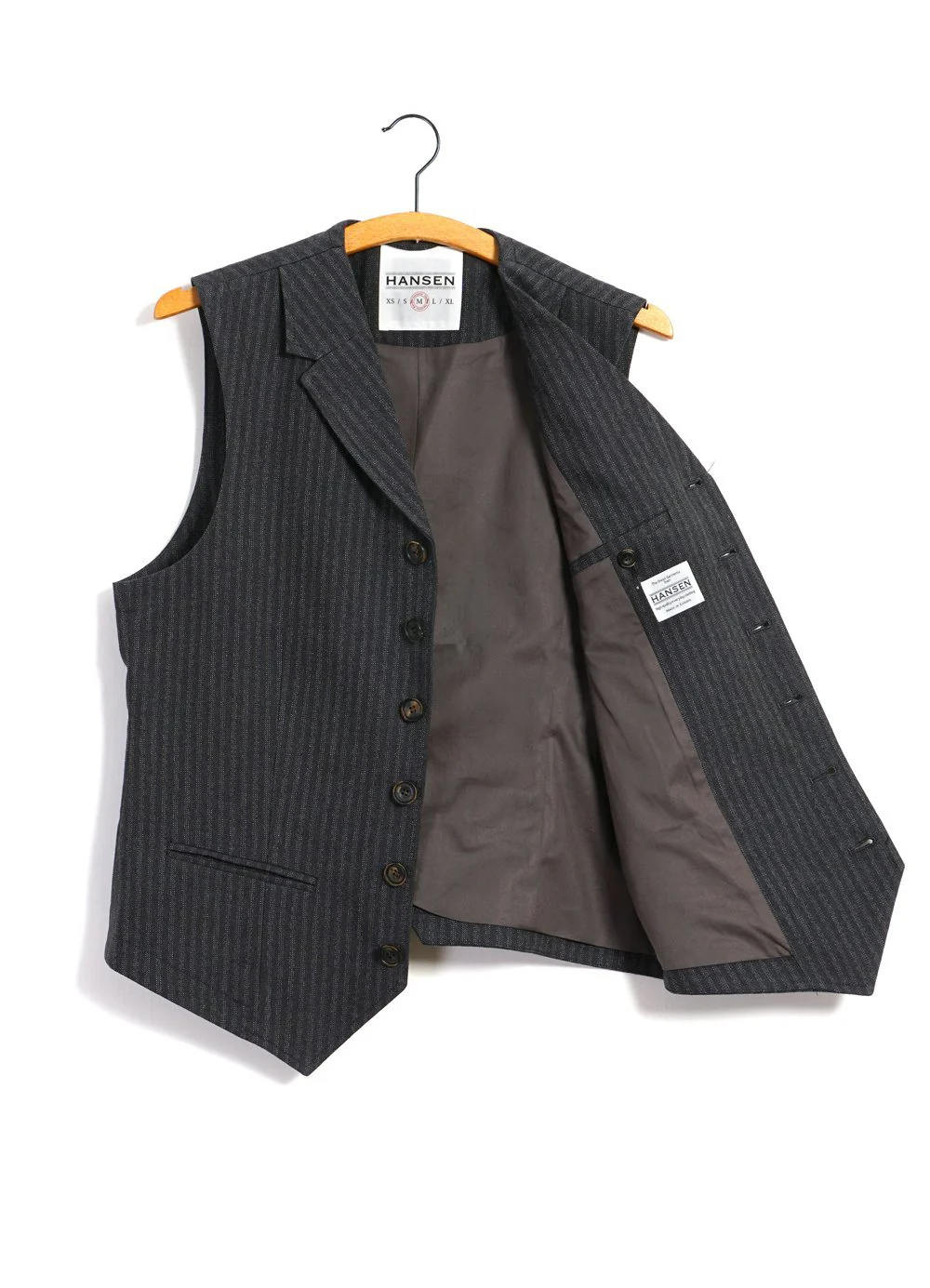 hansen william lapel waistcoat grey pin